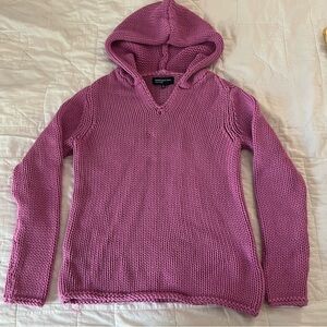 Jones New York Pink V-Neck Hooded Sweater